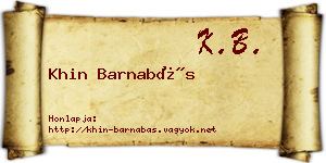 Khin Barnabás névjegykártya